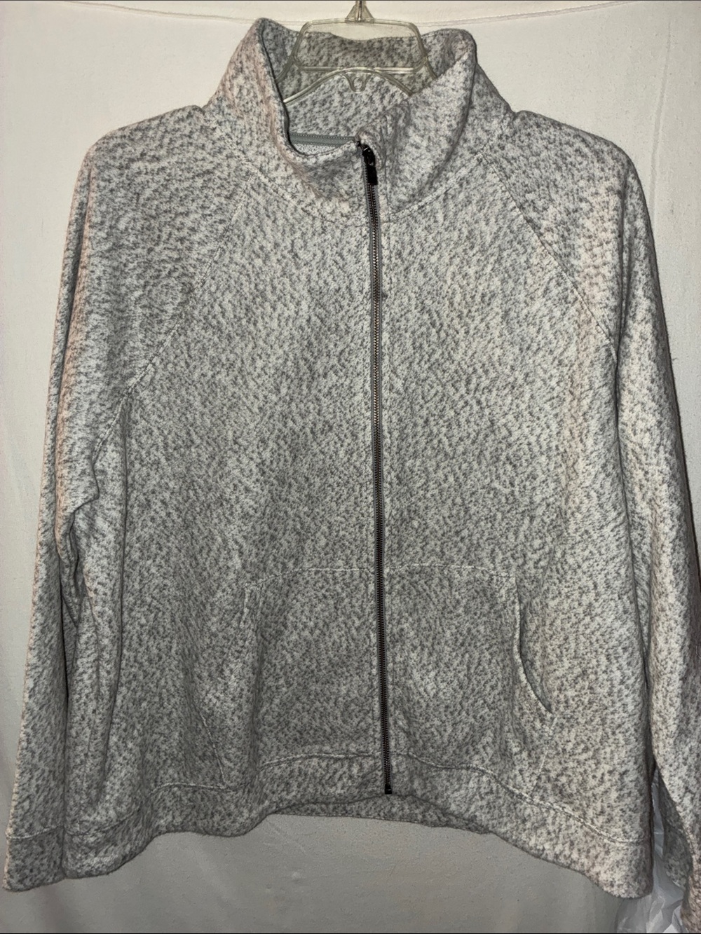 Cozy Heathered Full-Zip Jacket - Light Gray